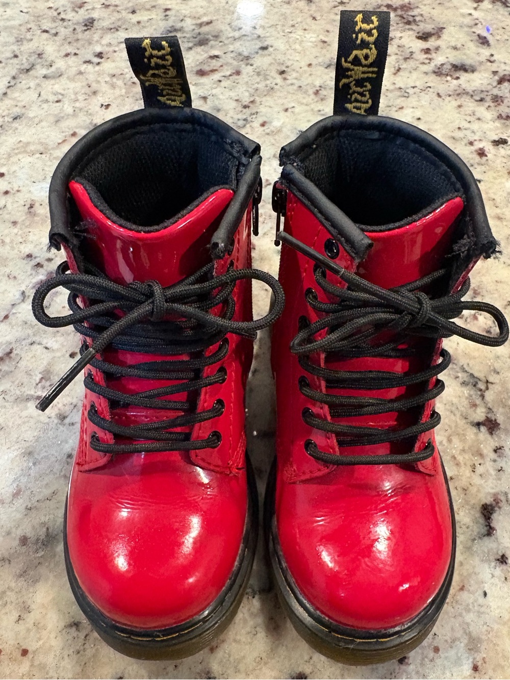 Dr. Martens Junior 1460 Red Patent Leather Lace Up Boots